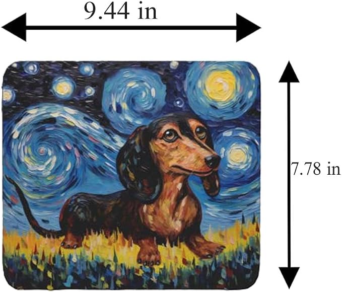Starry Night Dog Mouse Pad for Computer Laptop Home Office Gaming Working Desk Desktop Accessories Non-Slip Rubber Mouse Pad for Dog Lovers (Dachshund)