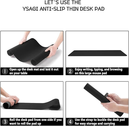 YSAGi Non-Slip Leather Desk Pad, Waterproof Laptop Computer Desk Keyboard Mat, Table Protector Blotter Mat, Large Mouse Pad for Office/Work/Home/Decor(Black, 31.5" x 15.7")