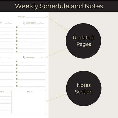 BLU MONACO | Undated Weekly Planner Notepad | Gold Edge Desk Pad 8.5 x 11 with Tear Off Sheets | Weekly Planner with To Do List for Work Desk Organization