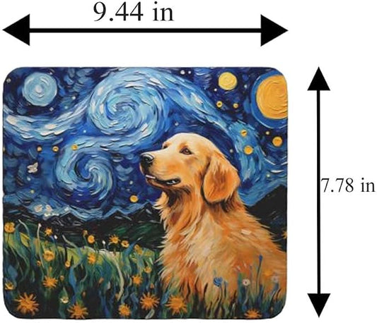 Starry Night Dog Mouse Pad for Computer Laptop Home Office Gaming Working Desk Desktop Accessories Non-Slip Rubber Mouse Pad for Dog Lovers (Golden Retriever)