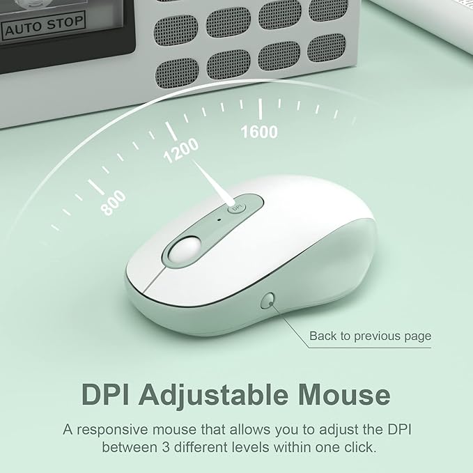 Wireless Keyboard and Mouse Combo,XTREMTEC 2.4GHz Quiet Slim Cute Round Keycap Compact Size Green Kawaii Cordless Retro Keyboard and Mouse Set Home Office Accessories for Mac/Windows(Macaron Green A)