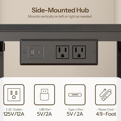 HOOBRO Small Computer Desk, 28.3" Desk for Small Spaces, Home Office Desk with Power Outlet & Adjustable Monitor Stand, Compact Desk with Storage, Writing Table for Bedroom, Office, Black BB38UDN01