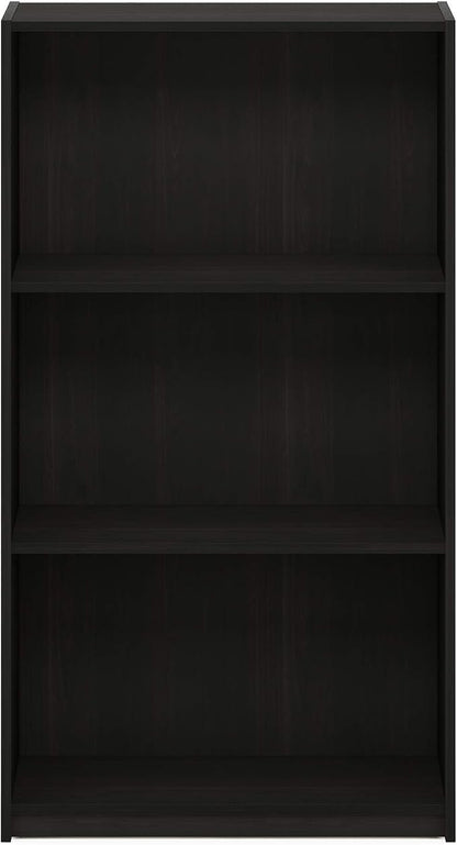 Furinno BASIC Book Shelf, 3-Tier Bookshelf with Open Shelves, Standing Bookcase, 9.3" x 21.8" x 39.5", for Organization and Storage, for Living Room, Bedroom, Home Office, Espresso
