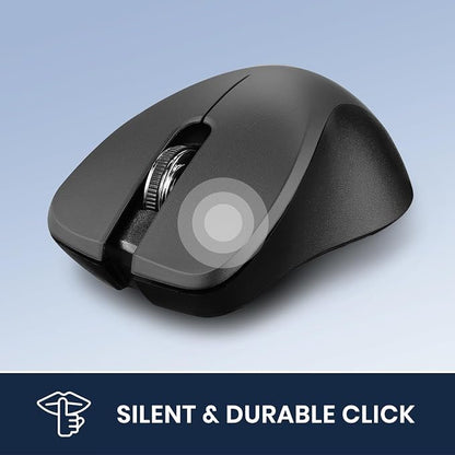Perixx PERIMICE-821IB Wireless Bluetooth Mouse - Silent Click - Ergonomic Design - Iron Black
