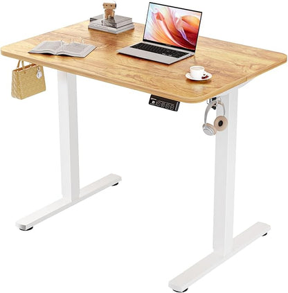ERGOMAKER 35" Electric Standing Desk, Adjustable Height, Sit Stand Up Desk for Home Office & Computer Workstations, Memory Controller, Light Rustic Brown