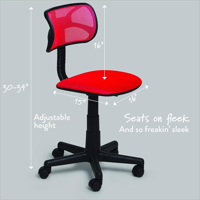 Urban Lifestyle Swivel Mesh Desk Chair, Red 21D x 21W x 33H in