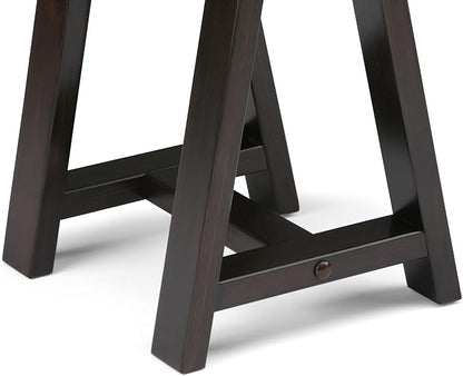 SIMPLIHOME Sawhorse Console Table - 50 Inch Wide Solid Wood Sofa Table in Dark Chestnut Brown, Modern Industrial Entryway Table for Living Room with Extra Thick Top and Sawhorse Legs