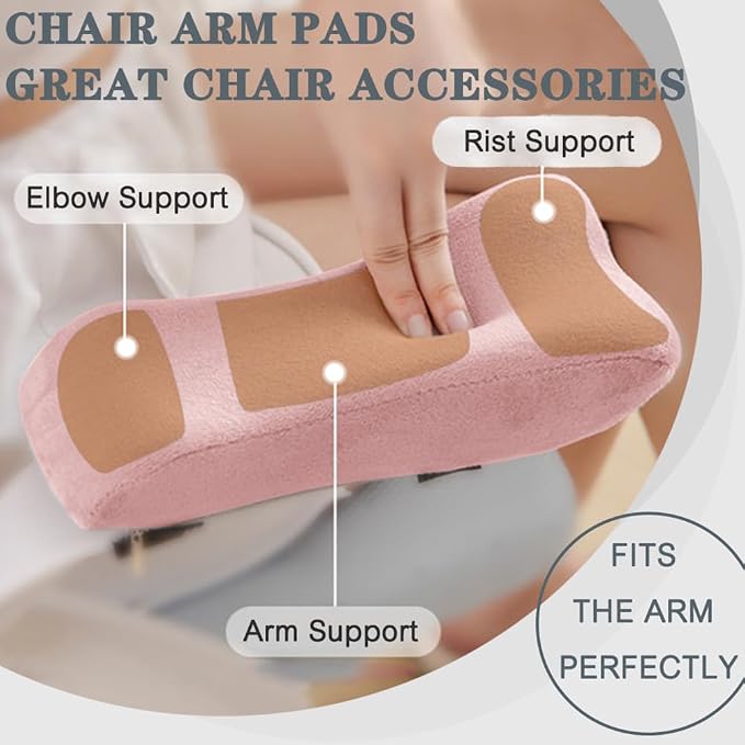 2 Pack Office Chair Armrest Pads Covers,Arm Rest Pad with Memory Foam Elbow Pillow for Forearm Pressure Relief, Arm Rest Covers for Office Chairs, Wheelchair, Comfy Gaming Chair (Pink)