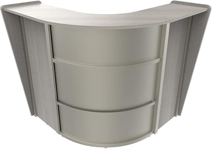 Linea Italia ZUD293 Corner Modern Office Reception Desk with Counter, Tool-Free Assembly, Reception Counter for Lobby, Salon, 48" x 48", Gray/Ash