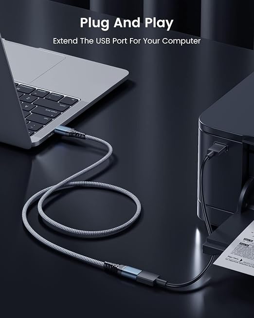 ANDTOBO 6.6FT USB Extension Cable, USB 3.0 Type A Male to Female Extender Cables High-Speed Data Transfer 5Gbps Compatible with Gamepad, Printer, Webcam, USB Keyboard, Flash Drive, Hard Drive