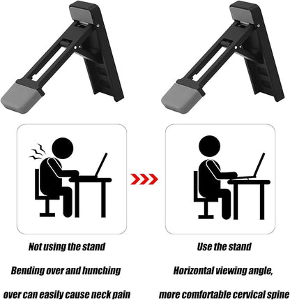 Gosknor 2pcs Foldable Keyboard Riser Stand for Desk, Adjustable Tilt & Portable Mini Laptop Feet Ergonomic Computer Keyboard Lift with Anti-Slip Pads Office Accessories (Black)
