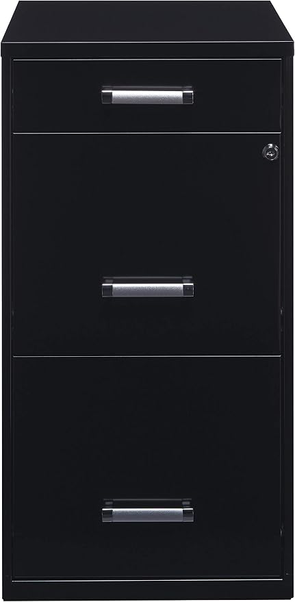18in. Deep 3 Drawer Metal Organizer File Cabinet with Pencil Drawer, Black