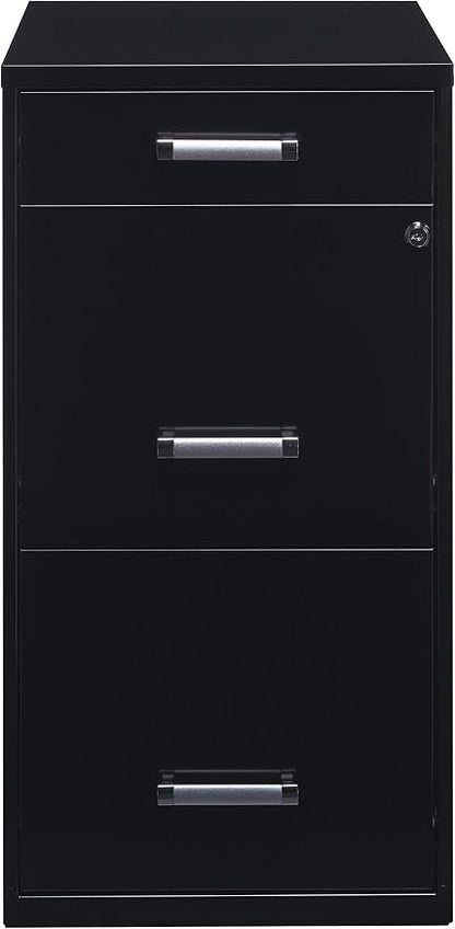 18in. Deep 3 Drawer Metal Organizer File Cabinet with Pencil Drawer, Black