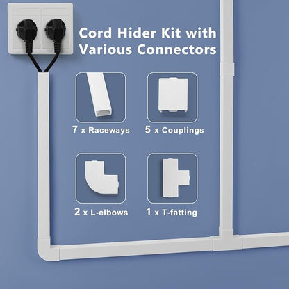 ZhiYo Cord Hider Kit, Cord Covers for Wires on Wall, Self-Adhesive Cable Raceway, TV Cord Hider for Wall Mounted TV, Paintable Cable Management Cover Kit, 7X L14in x W0.95in x H0.55in, White