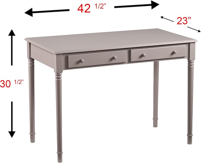 SEI Furniture - Janice 2-drawer Writing Desk - Gray - Transitional Design, Grey Finish - Ideal for Home Office, Bedroom (HO8796)