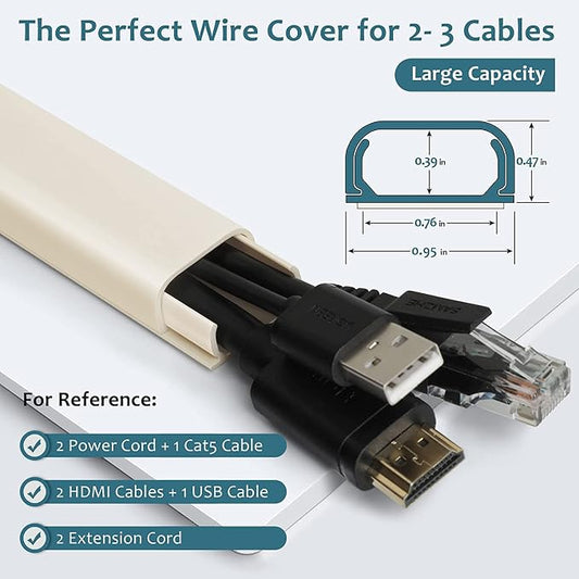 ZhiYo Cable Hider Raceway Kit, Wire Hiders for TV on Wall, Paintable Cord Cover Channel, Cord Hider for Wall Mounted TV in Home Office, W0.95in X H0.47in, Beige