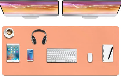 Boutilon Leather Desk Pad Protector,Non-Slip Mouse Pad,Laptop Desk Pad,Office Mouse Mat,Waterproof Leather Desk Blotter,Desk Writing Pad for Office and Home (XXXL-Orange Pink,47"x 24")