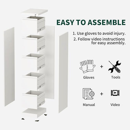 3 Drawer File Cabinet with Lock, Vertical File Cabinet with Lock, Locking File Cabinet Hanging Files for A4/ Legal/Letter,White