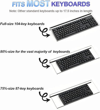 Keyboard Stand for Desk, 17 Inch Clear Ergonomic Keyboard Riser with Anti-Slip Silicone Strips, Sturdy Computer Keyboard Lift for Office Home Gaming Typing