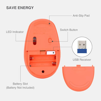 Rii Wireless Mouse RM700 2.4G Silent Mouse WIith USB Nano Receiver for Laptop,PC,Mac,Chromebook,Windows (Orange)