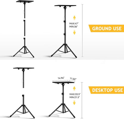 Facilife Projector Stand Tripod - Laptop Tripod Projector Stand Adjustable Height 22 to 47 Inch, Projector Tripod Stand, Tripod for Porjector, Projector Stand for Outdoor Movies