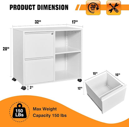 Storage Filing Cabinets Office Drawers White Rolling File Cabinet Printer Stand Lateral Mobile Under Desk Organizer Lateral Filing Cabinet with Wheels Adjustable Shelves Printer Table for Home Office