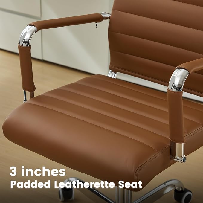 Office Desk Chair Leather, Conference Room Chairs with Wheels, Modern Executive Computer Guest Chairs with Arms.