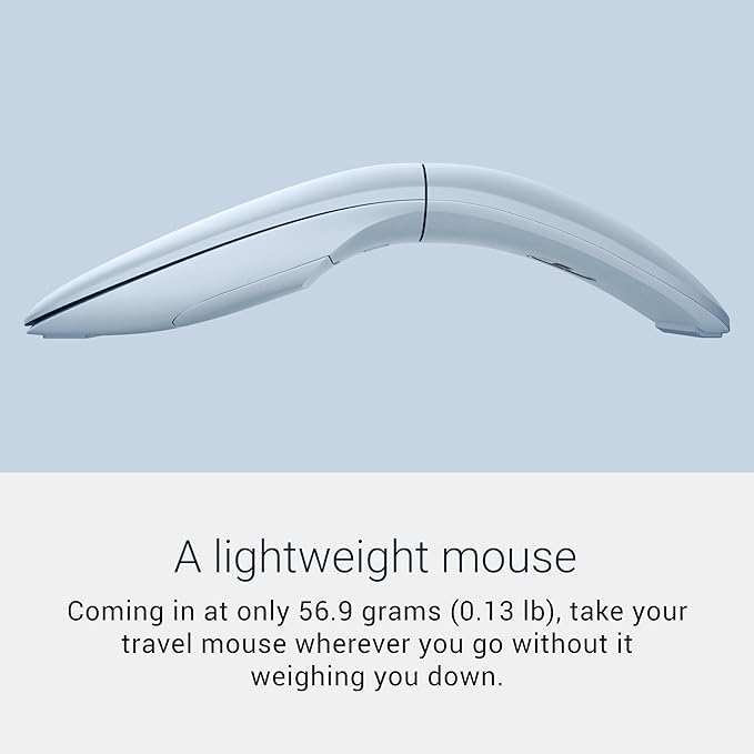 Dell MS700 Bluetooth Travel Mouse - Bluetooth 5.0/Dell Pair/Microsoft Swift Pair Connectivity, Adjust DPI up to 4000, Optical LED Sensor, Touch Scroll with latest Touch Controller - Misty Blue