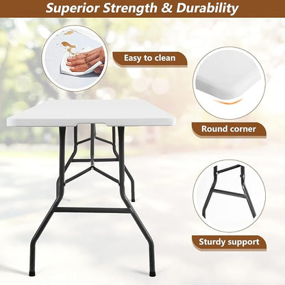 FDW 8FT Folding Table Half Portable Foldable Table Picnic Table for Office Home Camping Party (White, 8 FT)
