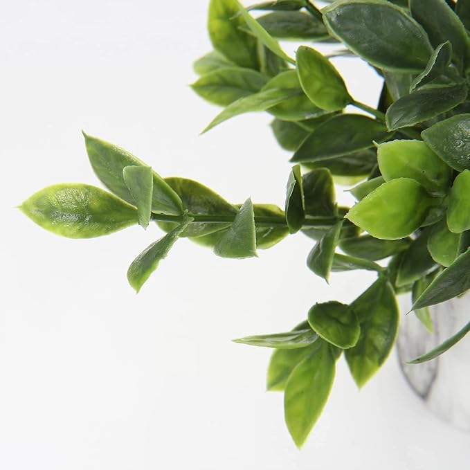 Hollyone Faux Plants Indoor Artificial Mini Potted Plants Plastic Green Plant Small Fake Plants Eucalyptus Decor in Pots for Home Table Room Bathroom Decor