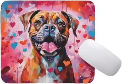 Boxer Mouse Pad Dog with Red Hearts Pattern Non-Slip Rubber Mouse Pad Puppy in Love Mouse Pad for Home Office Work Desk Computer Desktop Laptop for Dog Lovers
