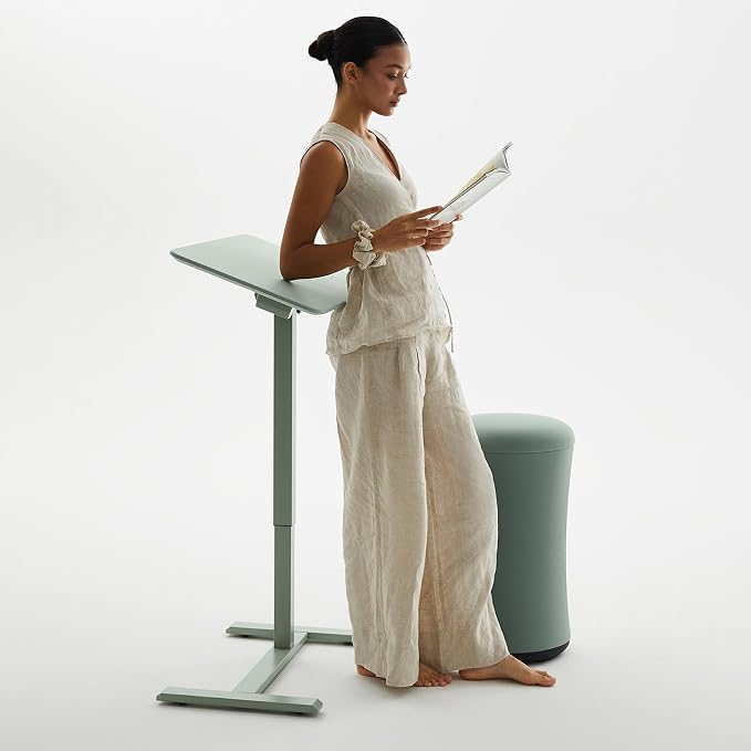 TopJob AnyDesk Nest Pro Sit Standing Desk, Portable Folding Stand Desk with Hidden Wheels, Computer Workstations, Home Use, Couch Side Table, Bedside Table, Kitchen Prep Table, Cordless (Mint)