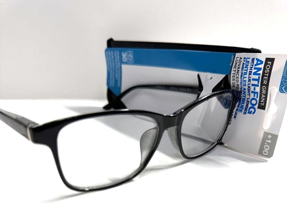 Foster grand Advanced reading glasses with blue light and anti-fog lenses Payton black 1.00, Clear