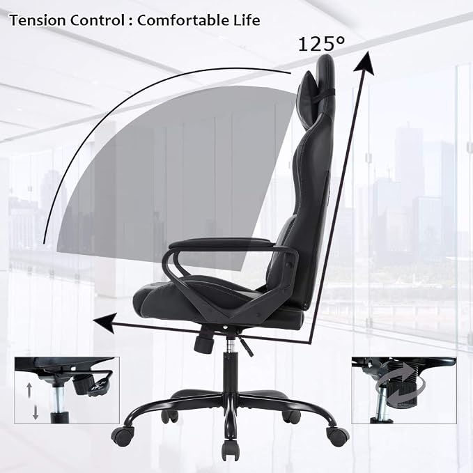 BestOffice PC Gaming Chair Ergonomic Office Chair Cheap Desk Chair Executive Task Computer Chair Back Support Modern Executive Adjustable Arms Rolling Swivel Chair for Women, Men
