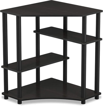 Furinno TURN-N-TUBE Desk, Gaming Desk with Shelves, Corner Computer Desk with Shelves, Office Desk, Space Saving, For Home Office, Bedroom, Espresso