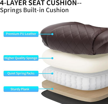 Leather Executive Office Chair, Big and Tall High Back Ergonomic Desk Chairs with Wheels, 90-120° Rocking Managerial Home Computer Chairs with Flip up Arms and Lumbar Support, Dark Brown