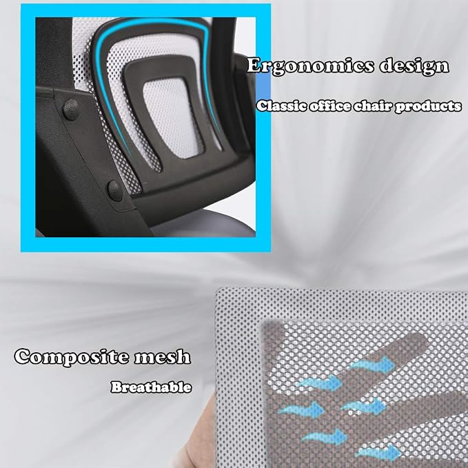 BestOffice Ergonomic Office Chair Mesh Cheap Desk Chair Task Computer Chair Lumbar Support Modern Executive Adjustable Rolling Swivel Chair for Back Pain, White