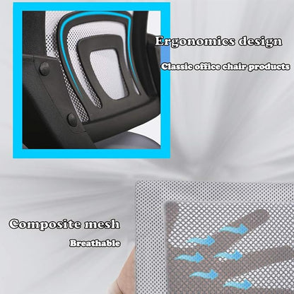 BestOffice Ergonomic Office Chair Mesh Cheap Desk Chair Task Computer Chair Lumbar Support Modern Executive Adjustable Rolling Swivel Chair for Back Pain, White