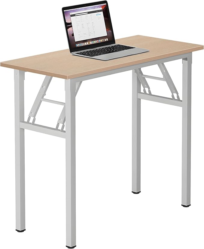 Need Small Desk, 31.5 x 15.7 Inches No Assembly Foldable Writing Table,Sturdy and Heavy Duty Folding Computer Desks for Small Space/Home Office/Dormitory AC5AW(80 * 40)