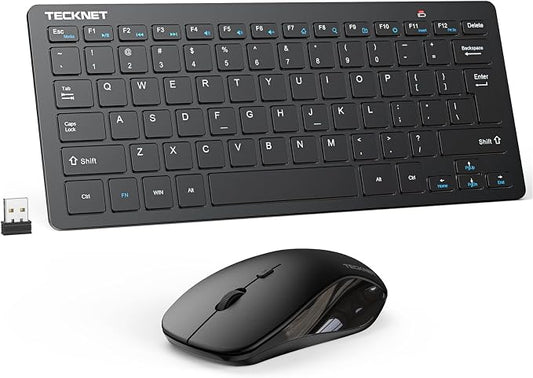TECKNET Wireless Keyboard and Mouse Combo, 2.4G Mini Cordless Computer Keyboard and Mouse Set, Silent Adjustable 1600 DPI, Quiet Click, Lag-Free for Computer, Laptop, PC, Windows, Mac, Chrome OS
