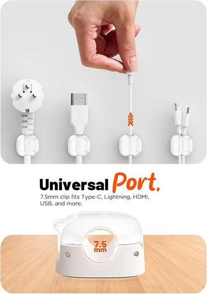 Cable Clips,12Pack Cord Holder Cord Organizer [1s Lock & Strongest Adhesive] Spring Cord Clips Phone Charger Wire Desk Cable Management Nightstand Home Office School Decor Women Cute Desk White