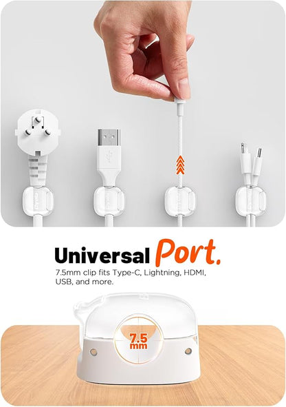 Cable Clips,8 Pack Cord Holder Cord Organizer [1s Lock & Strongest Adhesive] Spring Cord Clips Phone Charger Wire Desk Cable Management Nightstand Home Office School Decor Women Desk Accessories White