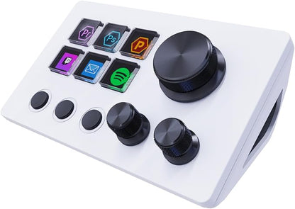 ActionRing Streaming Macro Keypad, Stream Controller Deck, Gaming Shortcut Keyboard, with 6 Customizable LCD Shortcut Keys, 3 Buttons and 3 Dials, Trigger Actions in OBS/Twitch/YouTube, For office workers and Content creaters,Windows 10/Mac14.0 (N3 White)