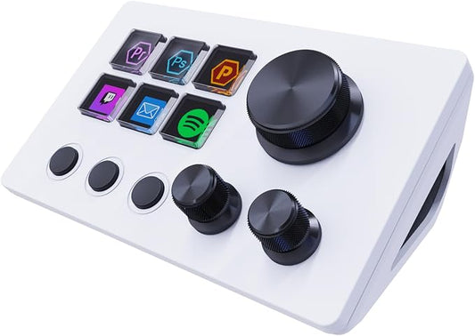 ActionRing Streaming Macro Keypad, Stream Controller Deck, Gaming Shortcut Keyboard, with 6 Customizable LCD Shortcut Keys, 3 Buttons and 3 Dials, Trigger Actions in OBS/Twitch/YouTube, For office workers and Content creaters,Windows 10/Mac14.0 (N3 White)