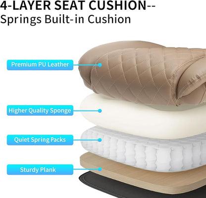 Leather Executive Office Chair, Big and Tall High Back Ergonomic Desk Chairs with Wheels, 90-120° Rocking Managerial Home Computer Chairs with Flip up Arms and Lumbar Support, Light Brown
