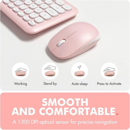 X9 Pink Keyboard and Mouse Wireless | Cute Wireless Keyboard and Mouse Combo - Transform Your Space with a Colorful Keyboard and Mouse Set for PC Laptop and Chrome (Pink/White)