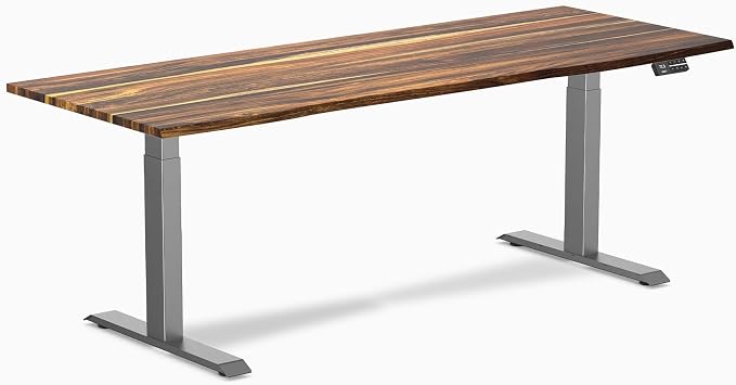 Desky Dual Hardwood Sit Stand Desk - 80x30 Electric Standing Desk - Dual Motor, 3 Stage Adjustable Height Desk - Solid Wood Standing Desk - Whole-Piece Top in Pheasantwood Wood