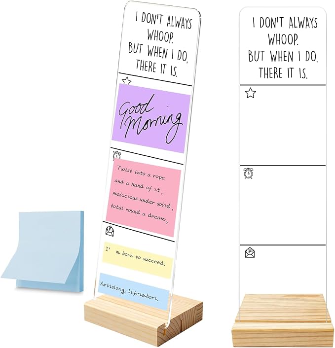 Monitor Memo Board with Removable Wooden Base Acrylic Portable Sticky Note Holder, I Don't Always Whoop But When I Do There It is Acrylic Message Board Sign, Sticky Notes 100 Sheets