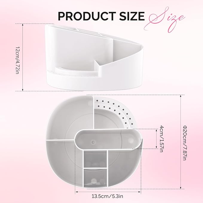 MelodySusie Nail Drill Holder and Nail Art Tools Storage Box, Large Capacity Sturdy Desk Organizer for 3/32" Nail Drill Bits, Nail Tech Supplies Container for Acrylic Salon & Home, White