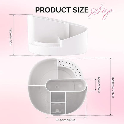 MelodySusie Nail Drill Holder and Nail Art Tools Storage Box, Large Capacity Sturdy Desk Organizer for 3/32" Nail Drill Bits, Nail Tech Supplies Container for Acrylic Salon & Home, White